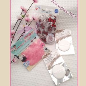 Hello Kitty Shower Cap Brush Cleaner Foundation Puff New